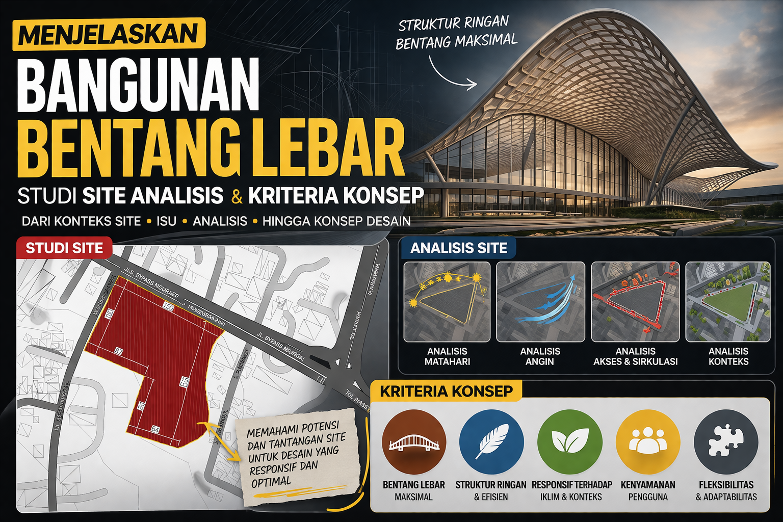 Analisis Site & Kriteria Konsep l Merancang  Bangunan Bentang Lebar